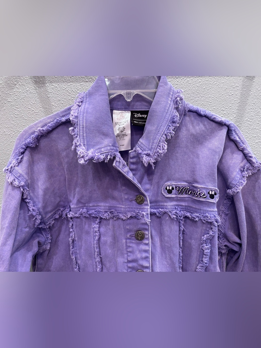 Purple Minnie Mouse Distressed Denim Jacket - Picture 3 of 11